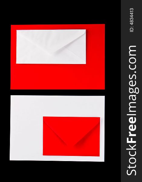 Red and white envelopes on a white background