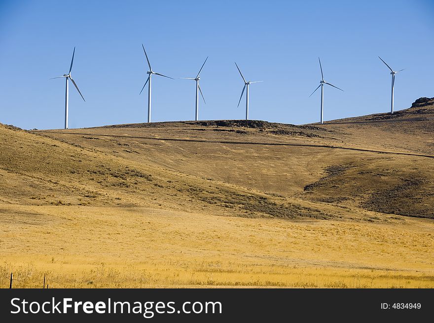 Wind turbines in the desert. Wind turbines in the desert.