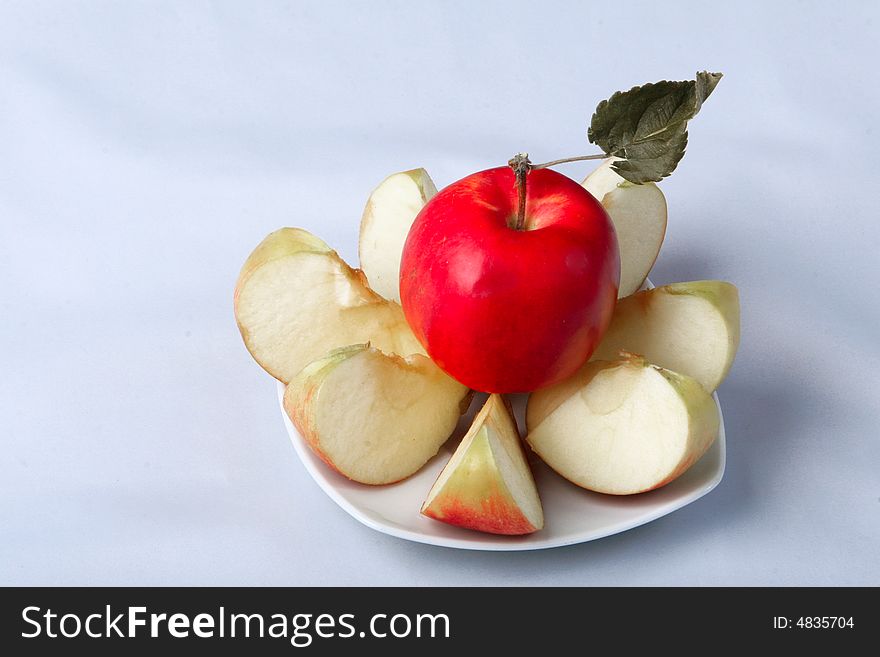 Some slices of red apple