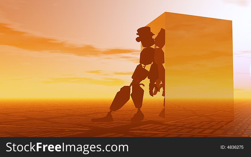 Cgi render of cartoon robot