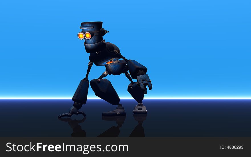 Cgi render of cartoon robot