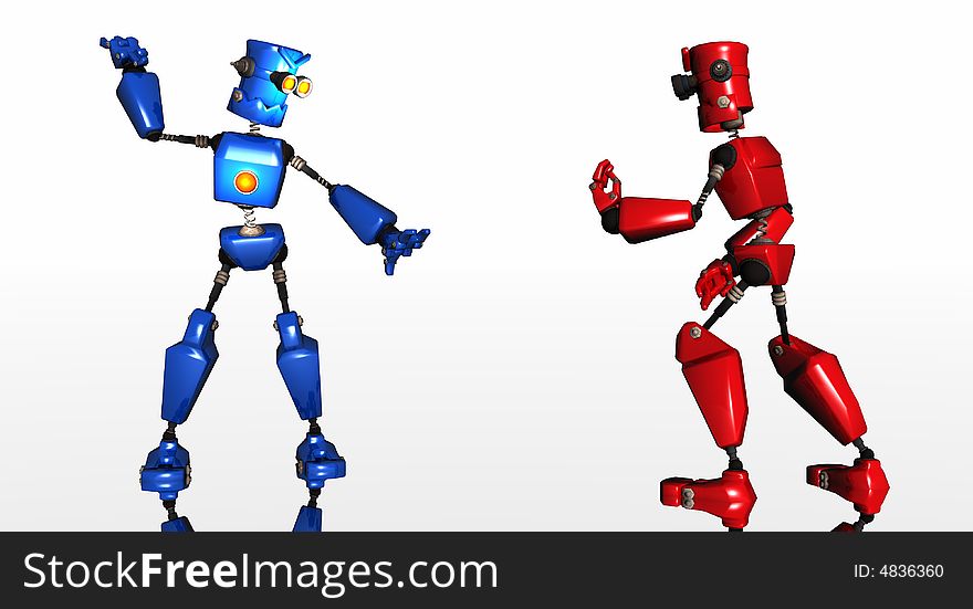 Cgi render of cartoon robots