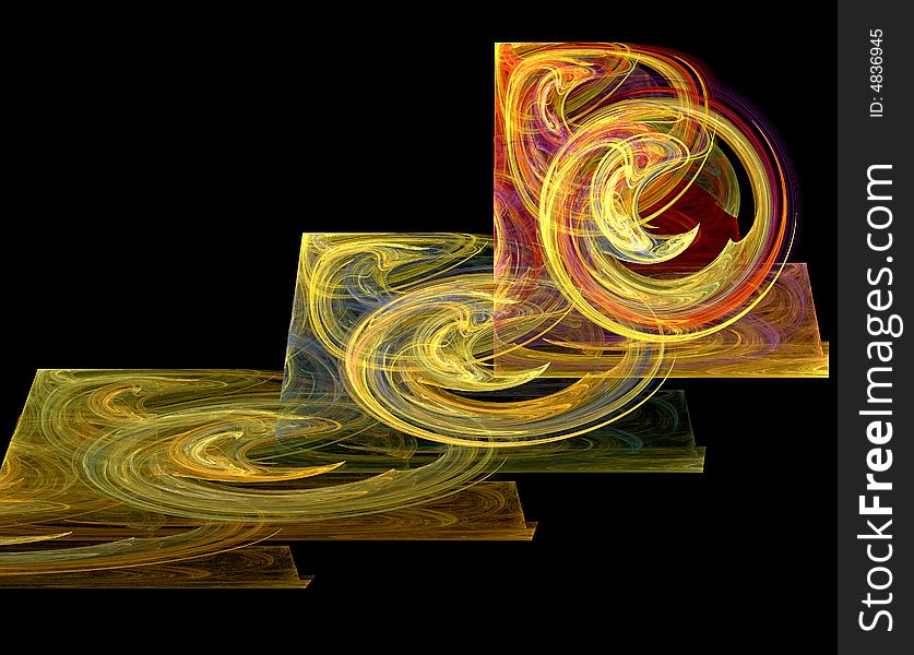 A set of fractal squares with swirls in them. A set of fractal squares with swirls in them.