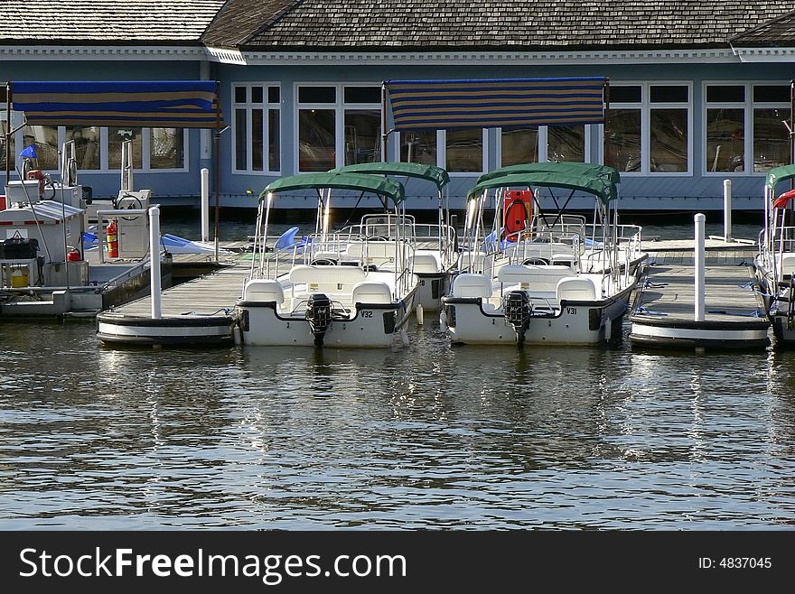 Small boat harbor on river