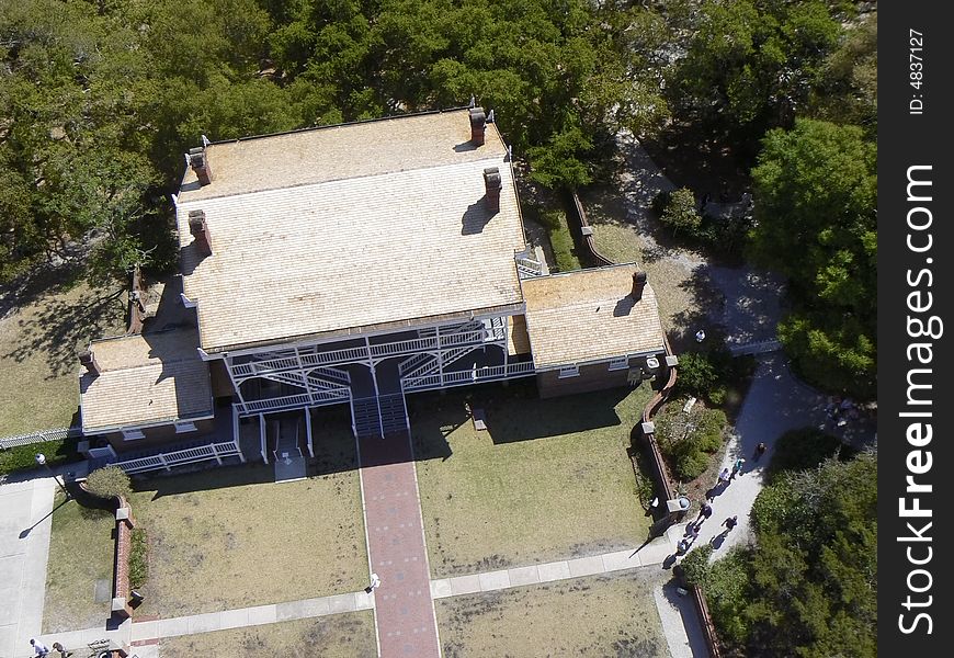 Ariel view of colonial ranch style building. Ariel view of colonial ranch style building