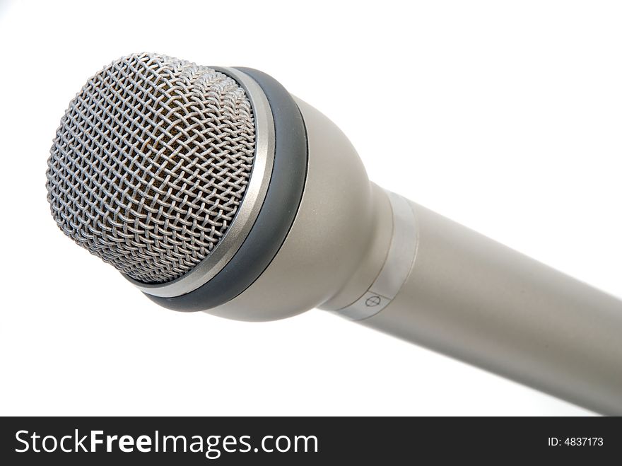 Singer modern Silver microphone over white