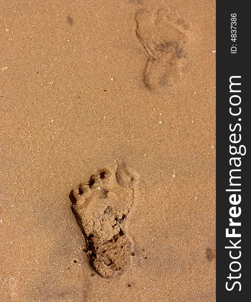 Embossed foot print on the beaches of Southern Asia. Embossed foot print on the beaches of Southern Asia