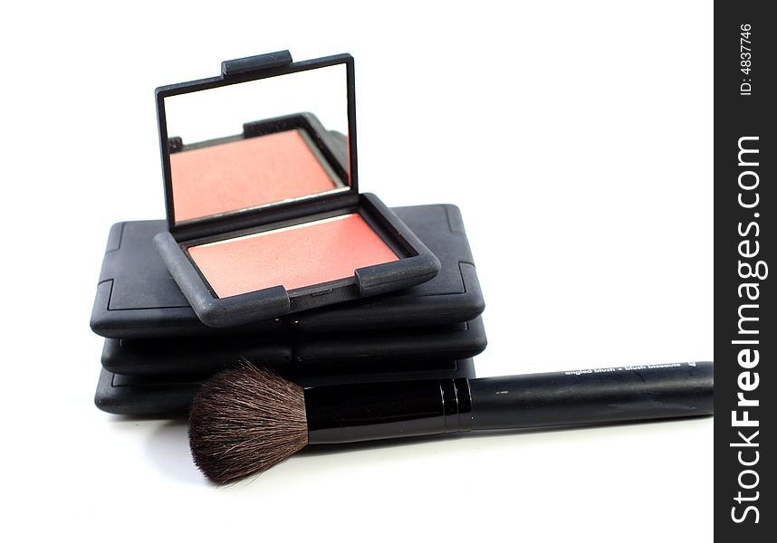 Blush makeup with brush