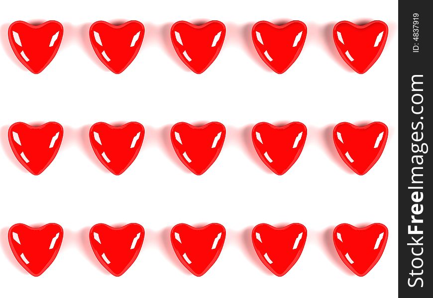 Red hearts texture with white background