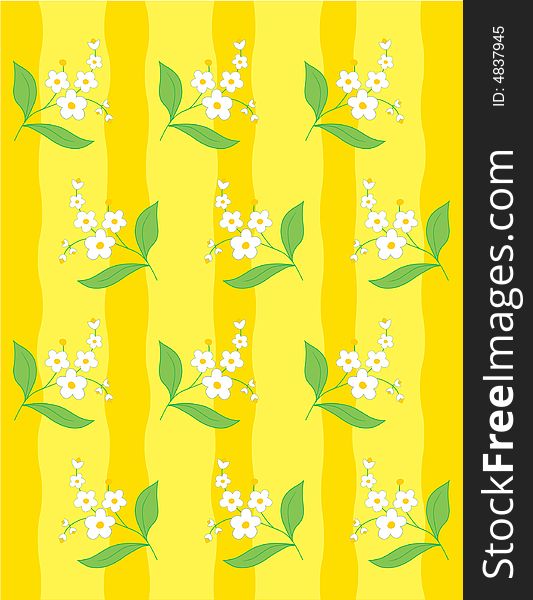 Yellow background with flowers and strip yellow. Yellow background with flowers and strip yellow