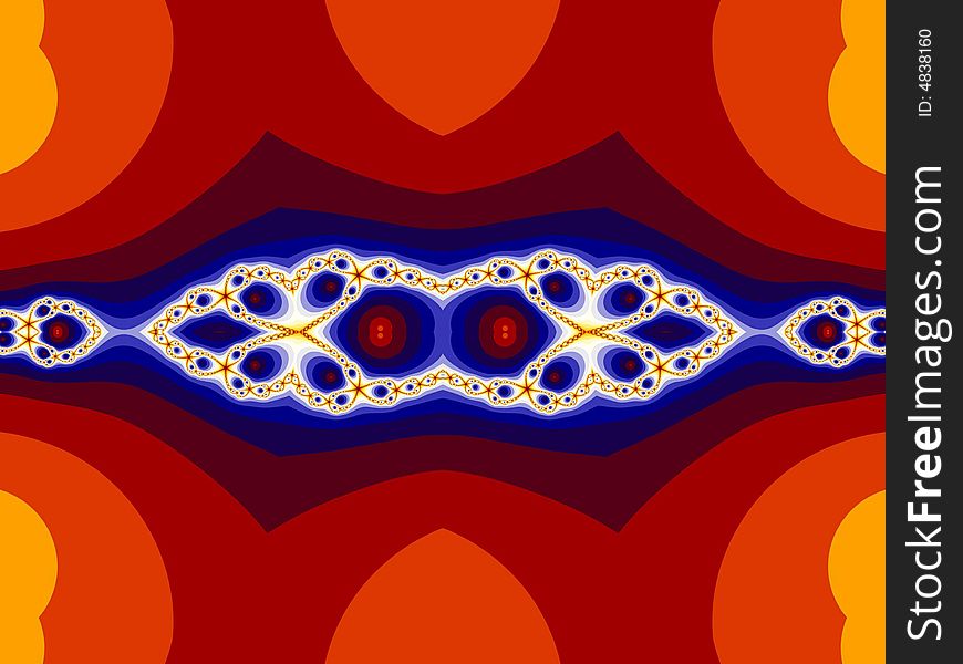 Fractal with orange, red, blue and yellow colors. Fractal with orange, red, blue and yellow colors