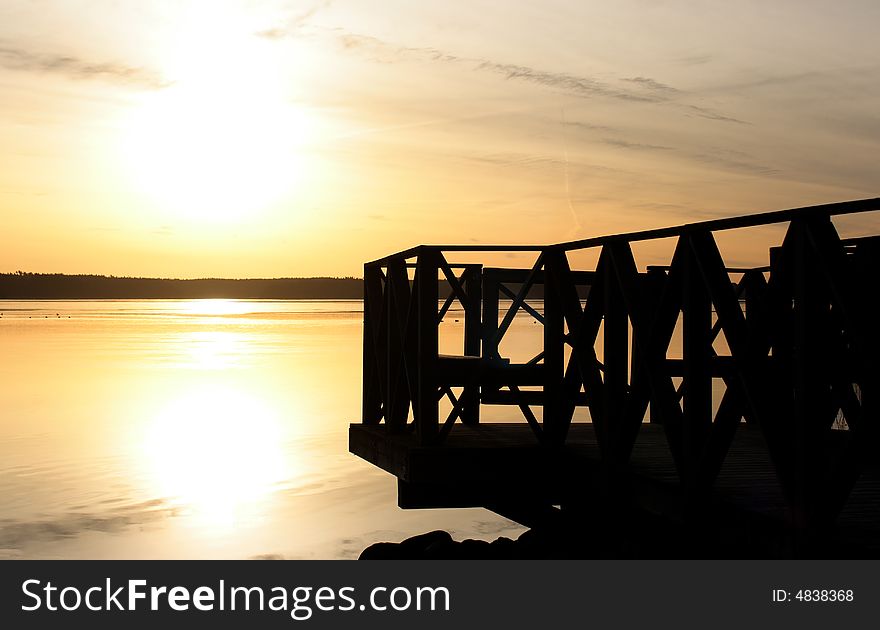 Sunrise in the morning by the bridge