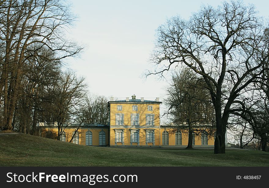 Major country house in the fall.