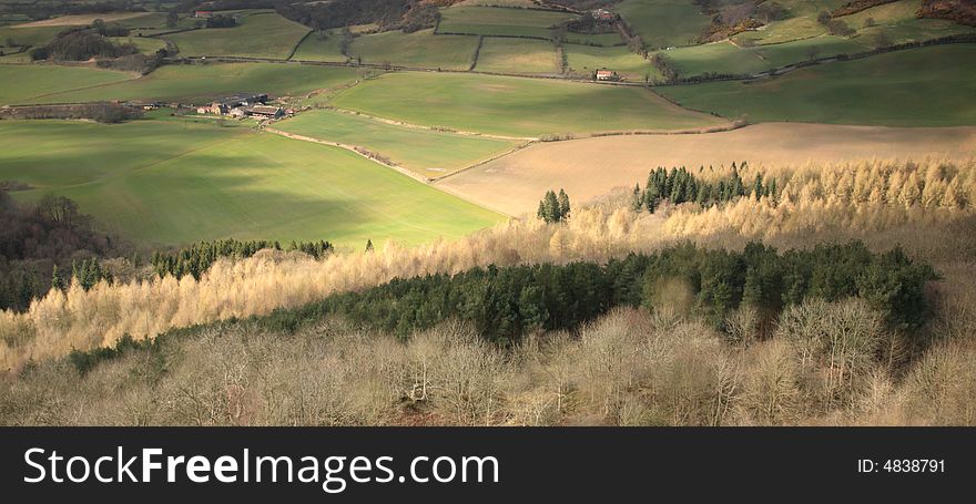 Sunlight travelling across the fields in North Yorkshire