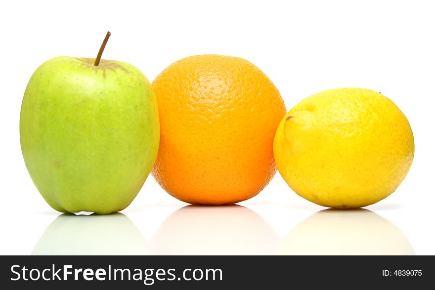 Ripe fruit with a beautiful shadow on the white. Macro. Shallow DOF.