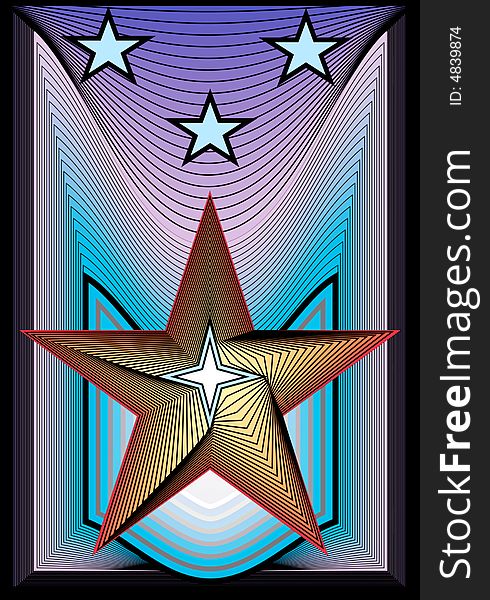 Creative colorful abstract textural image saturated bright red star on a blue violet background as a monument to the three young stars. Creative colorful abstract textural image saturated bright red star on a blue violet background as a monument to the three young stars.