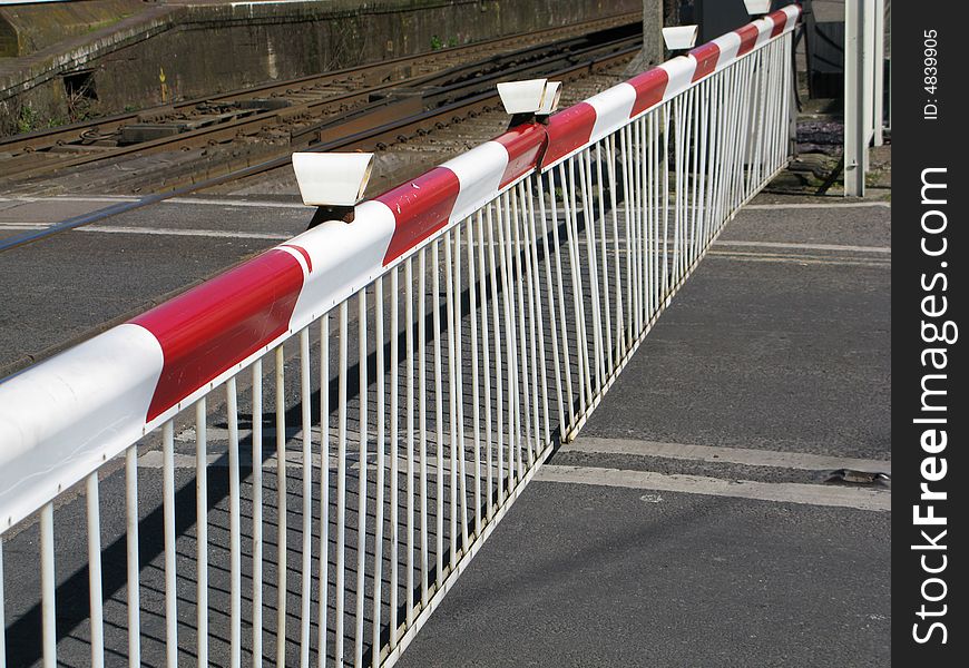 Automatic rail barrier blocking traffic on the roads