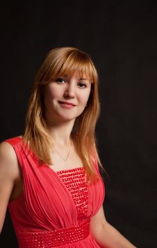 Portrait Of A Beautiful Young Woman In A Red Dress Royalty Free Stock Photo Portrait Of A Beautiful Young Woman In A Red Dress Royalty Free Stock Photo