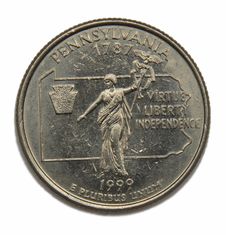 US Pennsilvania Quarter Dollar Royalty Free Stock Photography US Pennsilvania Quarter Dollar Royalty Free Stock Photography
