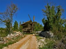 Old Windmill On The Road Stock Image Old Windmill On The Road Stock Image