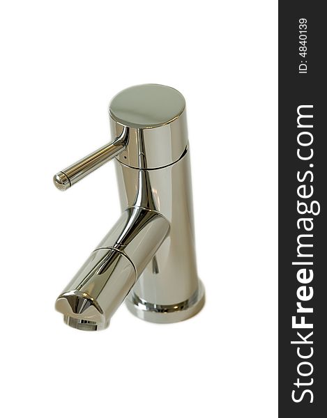 Isolated modern chrome bathroom tap on white background. Isolated modern chrome bathroom tap on white background