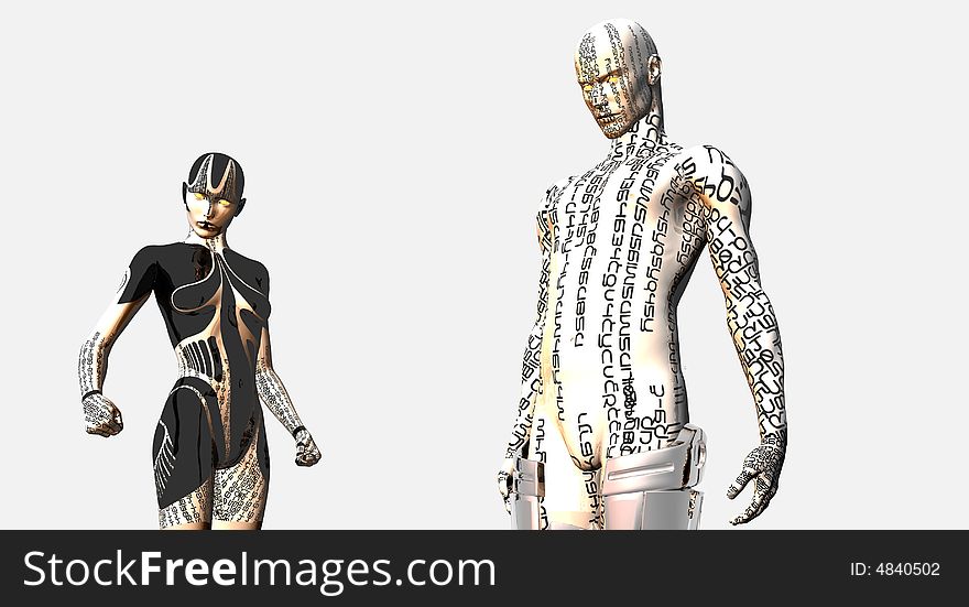 Coded cyborg collection cg render. Coded cyborg collection cg render