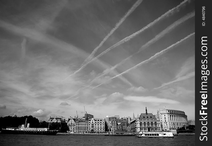 View of London and Thames.