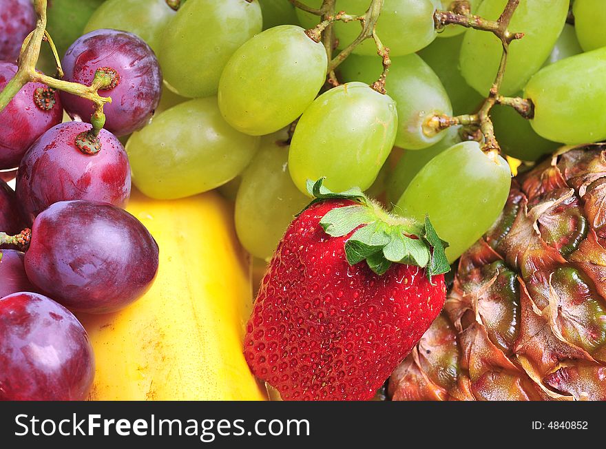 Closeup of fresh colorful fruits