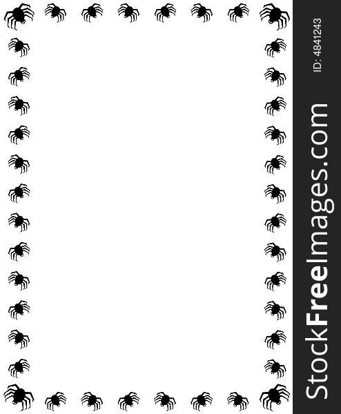 Halloween border with black spiders on white background. Halloween border with black spiders on white background