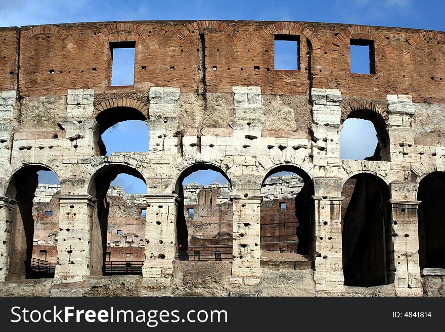 The outside of the colosseum in Rome, Italy