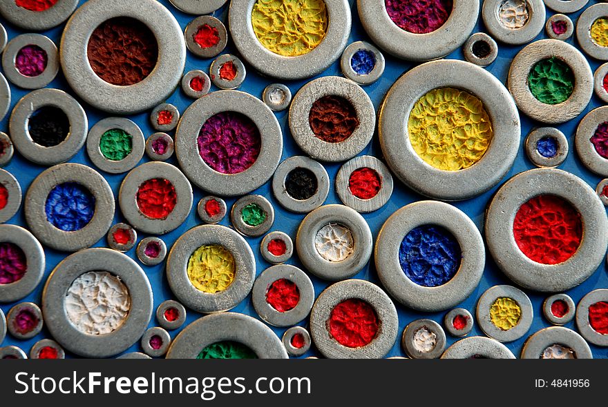 Color steel buttons on blue background. Color steel buttons on blue background