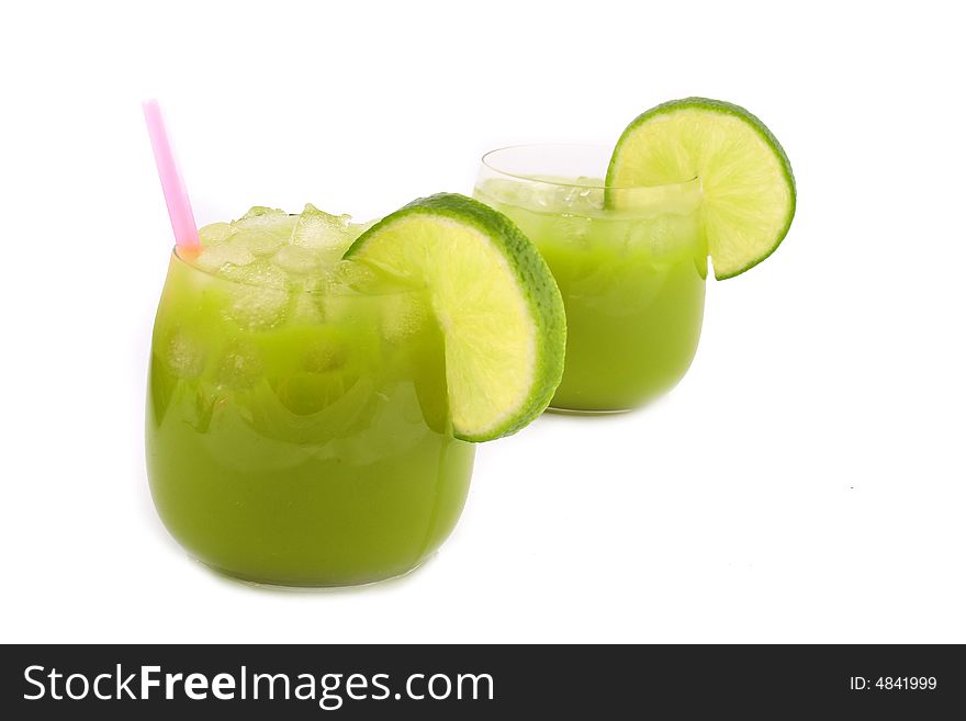 Two Green cold cocktail lime