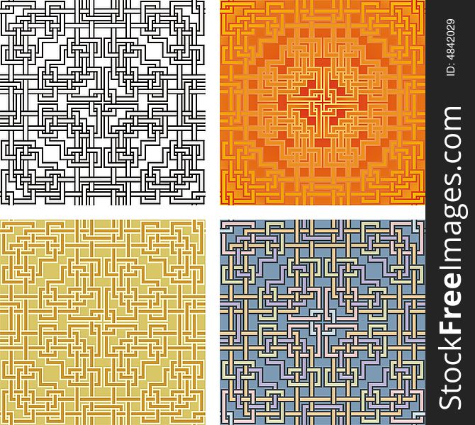 Coloured and black&white versions of geometrical pattern