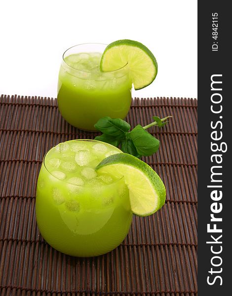 Two Green cold cocktail lime