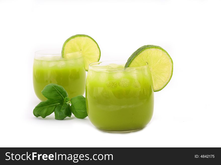 Two Green cold cocktail lime