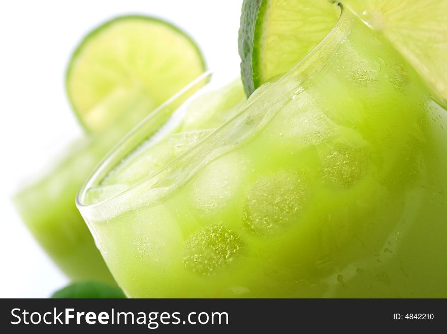 Two Green cold cocktail lime