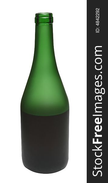 Green bottle on a white background,saved clipping path