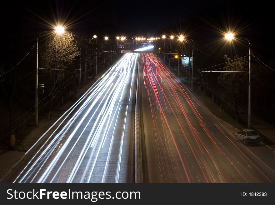 Night jam on the urban highway. Night jam on the urban highway