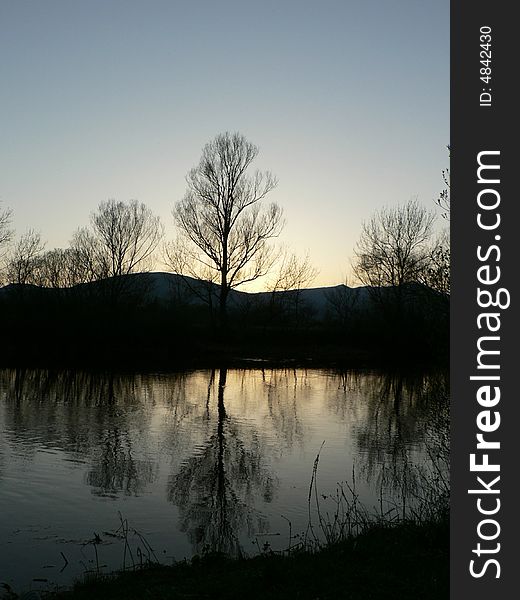 Sunset on Cetina,river in Croatia. Sunset on Cetina,river in Croatia