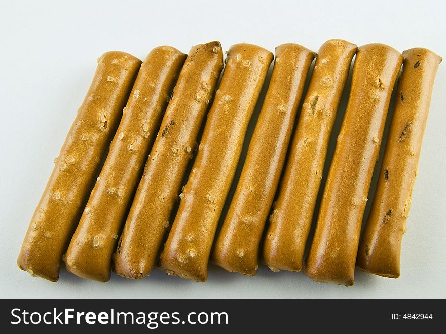 Pretzel sticks isolated on white background