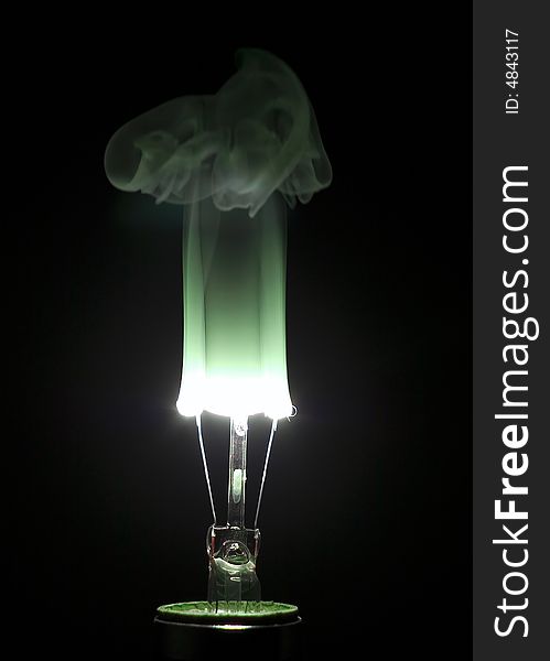 Burning Lightbulb with Green Hue