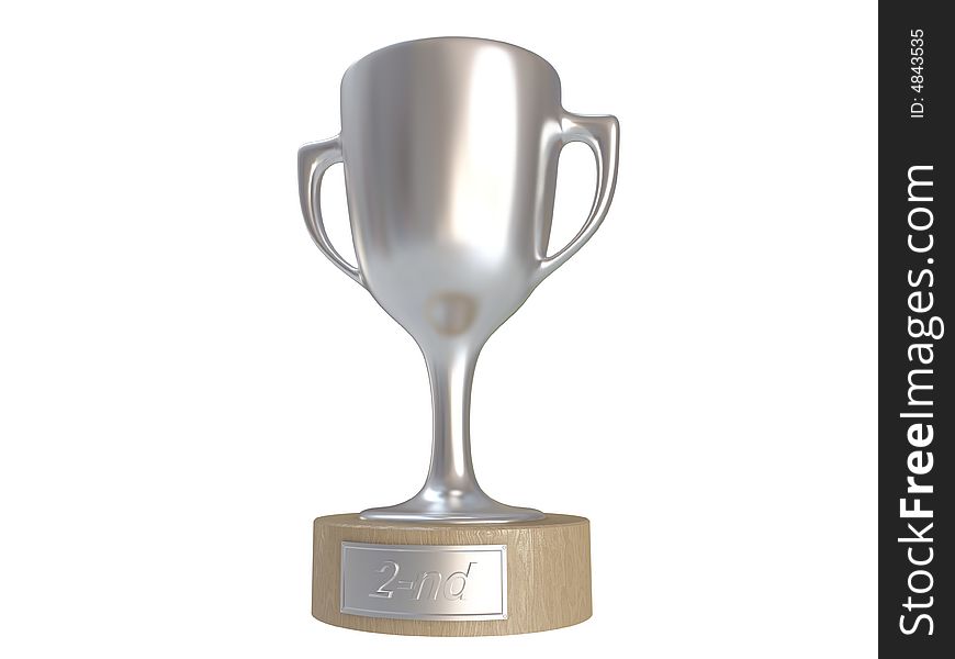 3d scene of the silver cup on white background