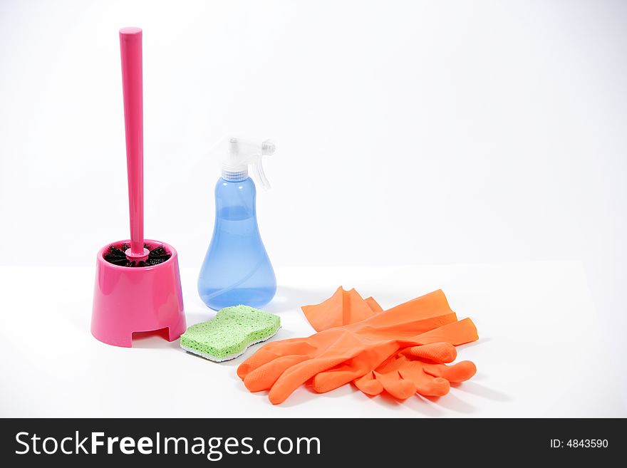 Some household cleaning products in the studio