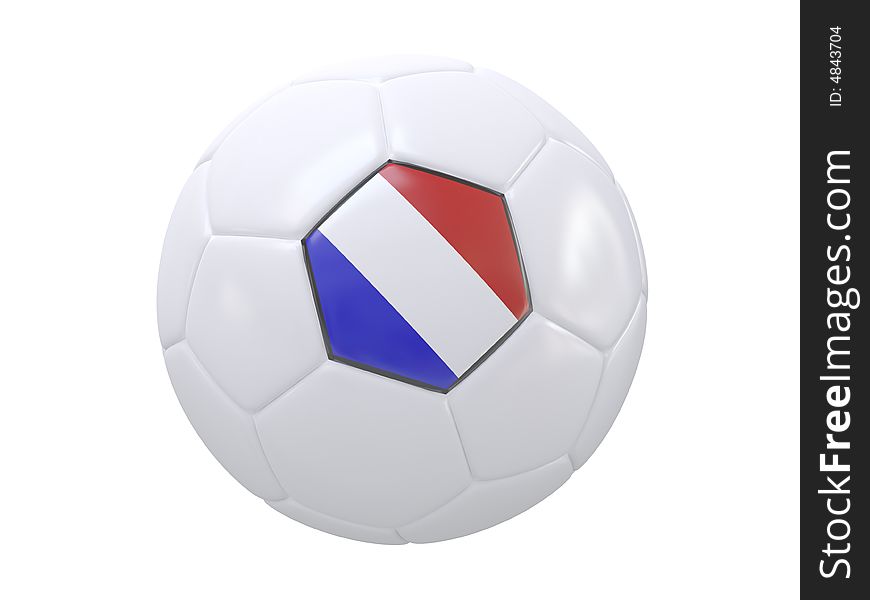 3d scene of the soccer ball with flag of the France