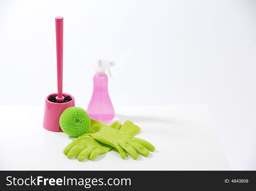 Some household cleaning products in the studio