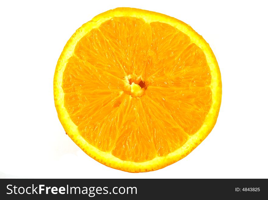 Half of orange isolated on white