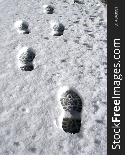 Foosteps in snow - winter season, or conceptual - way - direction