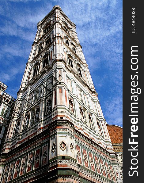 Piazza Duomo bell tower in Florence, Italy