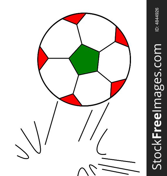 An illustration of a soccer ball with the color of the italian flag