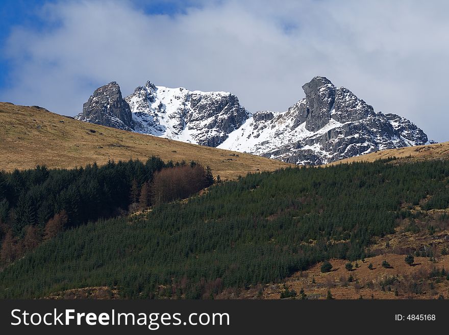 The craggy peak of The Cobbler, a famous Scottish mountain near Arrochar